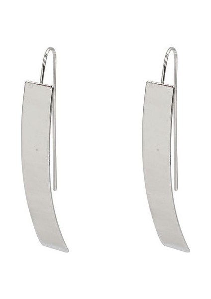 Gümüş Moda 304 Paslanmaz Çelik Küpe Pürüzsüz Ark Altın Gümüş Renk Damla Klip Küpe Eşi Kadınlar Takı Hediye 5.1x0.7 Cm, 1 Çift (Yurt Dışından)