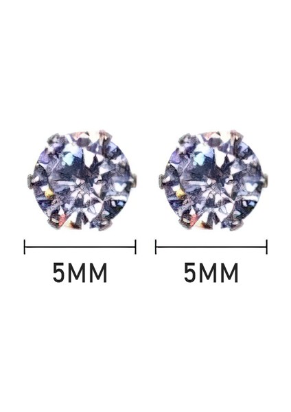 5mm 1 Çift Manyetik Küpe Erkek Kadın Mıknatıs Kulak Klipleri Kulak Damızlık Beyaz Kristal Taş Çiviler Küpe Klipsi Hiçbir Kulak Deliği Hiçbir Piercing Takı (Yurt Dışından)