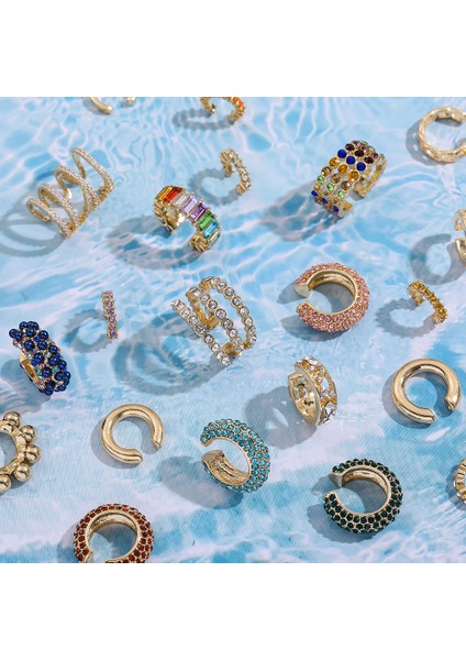 3 Adet Stil 23 Yeni Moda Kristal Metal Kulak Manşet Seti Kadınlar Için Boho Trendy Istiflenebilir Manşet Bildirimi Rhinestone Klip Küpe Earuffs Takı (Yurt Dışından) modelleri