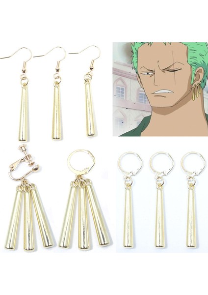Altın Çemberler 3 Adet Japonya Anime Roronoa Zoro Küpe Kulak Klipleri Kadın Erkek Cosplay Çemberler/damızlık Küpe El Yapımı Biblo Takı Hediye (Yurt Dışından)