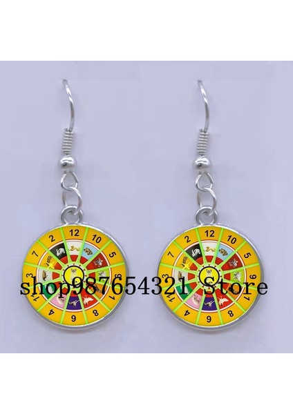 SILVER30 Moda Yeni Dart Hedef Küpe Dijital Hedef Küpe Cabochon Cam Charm Küpe Kadın Delici Küpe Takı (Yurt Dışından)