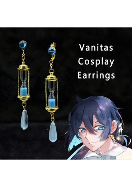Şerit Kulak Klipsleri Sıcak Satış Anime Vanitas Küpe Vanitas Vaka Çalışması Hiçbir Carte Mavi Kum Saati Kulak Klipleri Takı Hayranları Cosplay Hediye (Yurt Dışından)