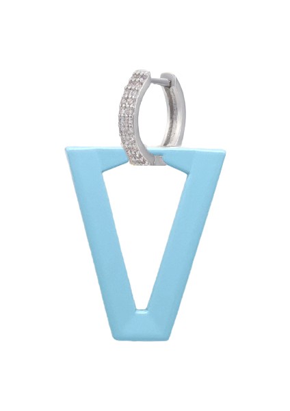 Gümüş Gök Mavisi Qmhje Kadın Dangle Küpe Geometrik Üçgen Boyama Neon Yeşil Floresan Takı Küpe Aretes Cz Hoop Altın Gümüş Renk (Yurt Dışından)