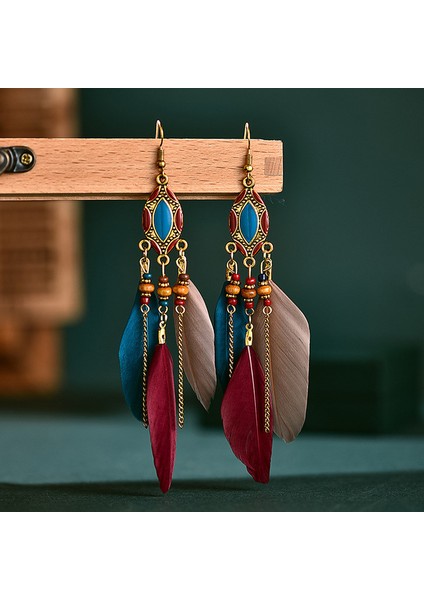 Mix Uzun Tüy Küpe Kadınlar Için 2022 Trendy Boho Tasarım Modern Stil Oyma Yaprak Vintage Bohemian Püskül Küpe (Yurt Dışından)