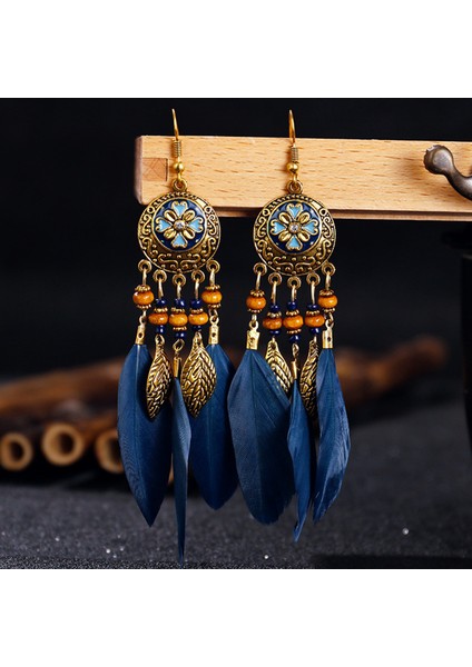 Mix Uzun Tüy Küpe Kadınlar Için 2022 Trendy Boho Tasarım Modern Stil Oyma Yaprak Vintage Bohemian Püskül Küpe (Yurt Dışından)