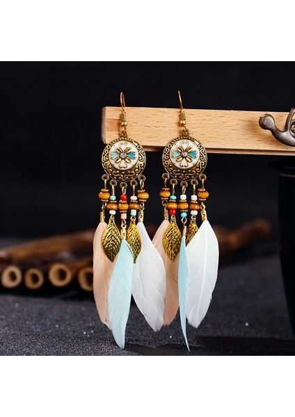 Mix Uzun Tüy Küpe Kadınlar Için 2022 Trendy Boho Tasarım Modern Stil Oyma Yaprak Vintage Bohemian Püskül Küpe (Yurt Dışından)