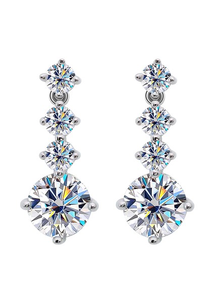 Toplam 2.6ct 2.6 Karat Mozanit Dangle Küpe Kadınlar Için 925 Ayar Gümüş D Renk Vvs1 Beyaz Altın Kaplama Düğün Küpe Takı Hediyeler (Yurt Dışından)