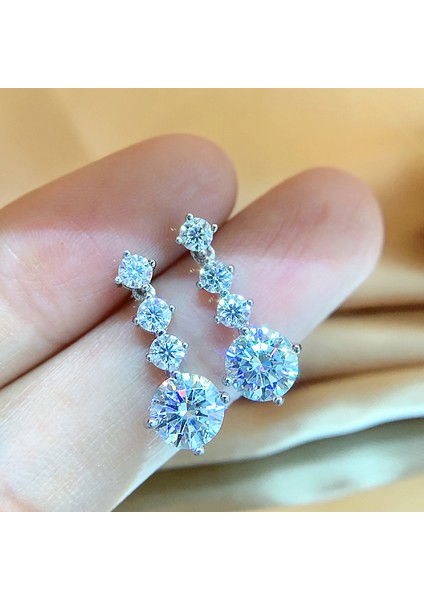 Toplam 2.6ct 2.6 Karat Mozanit Dangle Küpe Kadınlar Için 925 Ayar Gümüş D Renk Vvs1 Beyaz Altın Kaplama Düğün Küpe Takı Hediyeler (Yurt Dışından) modelleri