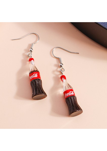 Cola Soda Yaz Tatlı Reçine Içecek Fincan Dangle Küpe Kadınlar Kız Çocuklar Için Cola Soda Popsicle Bira Süt Çay Sundae Dondurma Damla Küpe (Yurt Dışından)