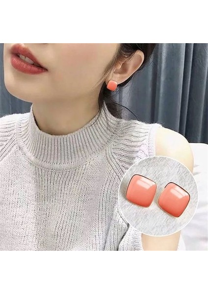 Turuncu Kalp Küpe Kadınlar Için Kırmızı Küpe Aşk Bildirimi Düğün Geometrik Kalp Bohemian Vintage Akrilik Trend Parti Takı Hediye (Yurt Dışından)