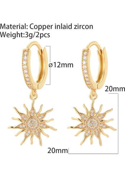 ER121G6 Güneş Ay Yıldız Kristal Hoop Küpeler Kadınlar Için Mikro Açacağı Cz Eşleştirilmiş Piercing Dangle Küpe Trendy Kore Yeni Moda 2022 (Yurt Dışından)