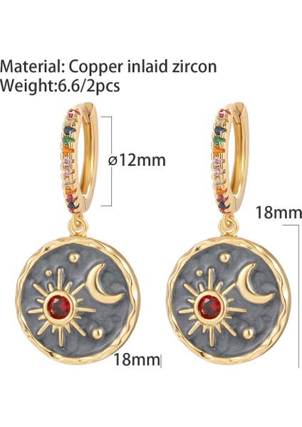ER121G6 Güneş Ay Yıldız Kristal Hoop Küpeler Kadınlar Için Mikro Açacağı Cz Eşleştirilmiş Piercing Dangle Küpe Trendy Kore Yeni Moda 2022 (Yurt Dışından)