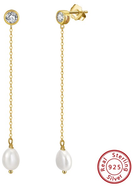 GPE19 Orsa Jewels Kişilik Şube Püskül Küpe Kadınlar Için 925 Ayar Gümüş 14 K Altın Kaplama Doğal Inci Küpeler Takı GPE08 (Yurt Dışından)