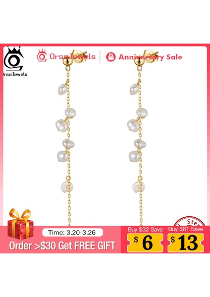 GPE19 Orsa Jewels Kişilik Şube Püskül Küpe Kadınlar Için 925 Ayar Gümüş 14 K Altın Kaplama Doğal Inci Küpeler Takı GPE08 (Yurt Dışından) fiyatları