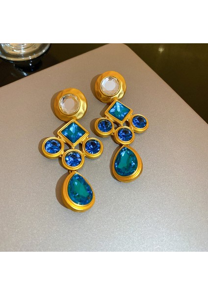 01 Huanzhı Retro Emaye Inci Çiçek Kalp Renkli Metal Kolye Küpe 2022 Yeni Kış Fransız Vintage Takı Pendientes Mujer (Yurt Dışından)