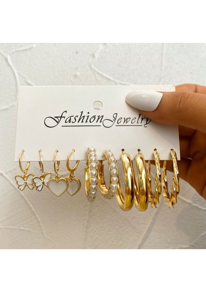 Set 7 Moda Kadın Küpe Seti Kristal Saplama Küpeler Kadınlar Için Boho Geometrik Yuvarlak Çiçek Püskül Küpe Punk Takı (Yurt Dışından)