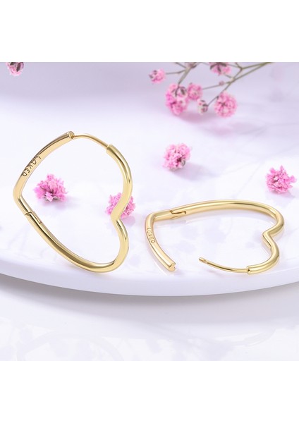 KTE035 Hapour Gümüş Renk Hoop Küpe Yuvarlak Cz Zirkon Kalp Hoop Küpeler Kadınlar Için Moda Gümüş Küpe Takı Yapımı Hediye (Yurt Dışından)