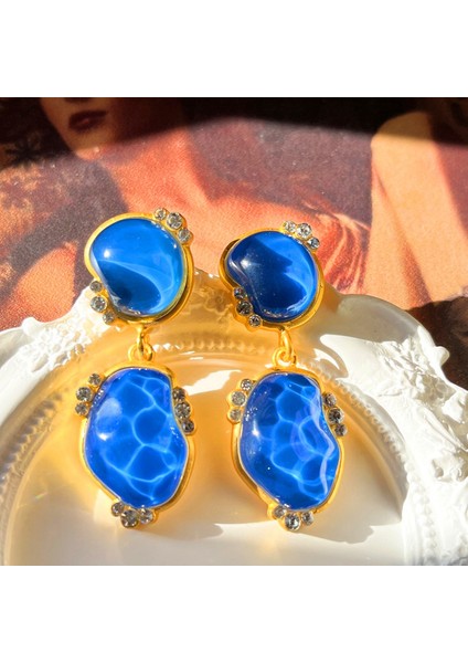 F 4 cm Vintage Metal Reçine Yuvarlak Aşk Büyük Damla Küpe Geometrik Dangle Küpe Altın Renk Kadınlar Takı Için 2022 Yeni Fransa Hediye (Yurt Dışından)