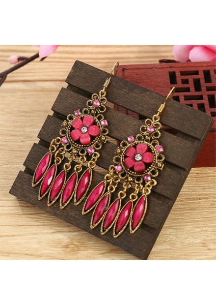 Mavi Vintage Püskül Küpe 2022 Kadın Etnik Tarzı Antik Bronz Renk Alaşım Hollow Out Reçine Çiçek Bohemia Dangle Küpe (Yurt Dışından) fiyatları