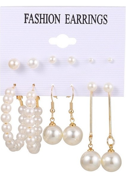 Set 42 9 Pairs Daire Hoop Küpe Seti Inci Damla Kalp Kelebek Kadınlar Için Küpe Kız Sevimli Kulak Çıtçıt Toka Takı (Yurt Dışından)