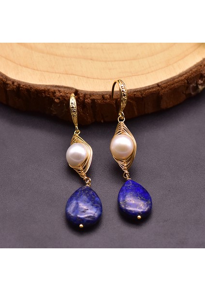 GE0922 Glseevo Doğal Lapis Lazuli Yaprak Sıradışı Damla Küpe Kadınlar Için Charm Tasarım Dangle Küpe Güzel Takı Düğün Hediyesi GE0897 (Yurt Dışından)