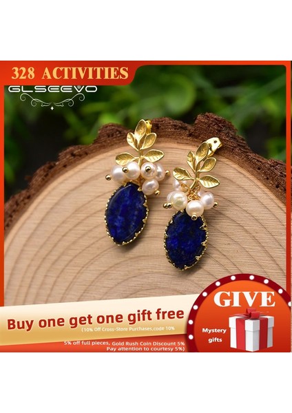 GE0922 Glseevo Doğal Lapis Lazuli Yaprak Sıradışı Damla Küpe Kadınlar Için Charm Tasarım Dangle Küpe Güzel Takı Düğün Hediyesi GE0897 (Yurt Dışından)