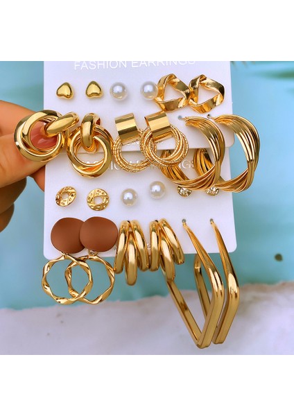 51362 Lats Vintage Inci Küpeler Set Metal Altın Renk Dangle Küpe Trendy Kalp Kelebek Halka Küpe Geometrik Moda Takı (Yurt Dışından) modelleri