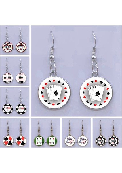 Silver3 Yaratıcı Poker Ace Saplama Küpe Kalp Maça Kartı Cam Resim Küpe Kadın Hediyeler Genç Kız Takısı Benzersiz Tasarımlar (Yurt Dışından) fiyatları