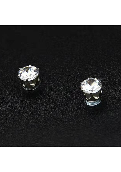 8mm 1 Çift Manyetik Küpe Erkek Kadın Mıknatıs Kulak Klipleri Kulak Damızlık Beyaz Kristal Taş Çiviler Küpe Klipsi Hiçbir Kulak Deliği Hiçbir Piercing Takı (Yurt Dışından) modelleri