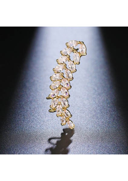 WE113-ONEPCS-ALTIN Lüks Moda Kadın Zirkonya Kulak Klipleri Parti Ayarlanabilir Kulak Manşet Gümüş Renk Markiz Düğün Küpe Jewerly (Yurt Dışından)