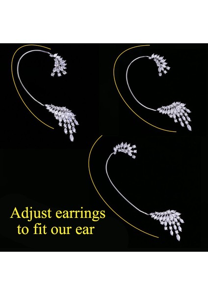 WE113-ONEPCS-ALTIN Lüks Moda Kadın Zirkonya Kulak Klipleri Parti Ayarlanabilir Kulak Manşet Gümüş Renk Markiz Düğün Küpe Jewerly (Yurt Dışından) indirimleri