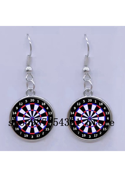Silver2 Moda Yeni Dart Hedef Küpe Dijital Hedef Küpe Cabochon Cam Charm Küpe Kadın Delici Küpe Takı (Yurt Dışından)