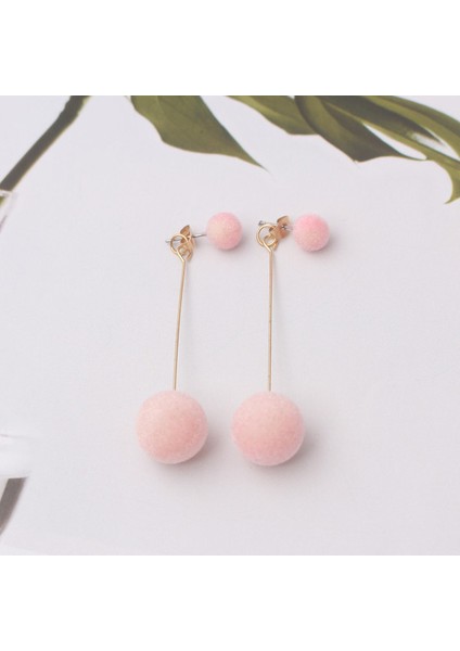 Pembe Moda Kırmızı Siyah Peluş Top Damla Küpe Kadınlar Için Kore Kadife Yuvarlak Uzun Püskül Dangle Küpe Bildirimi Takı (Yurt Dışından)