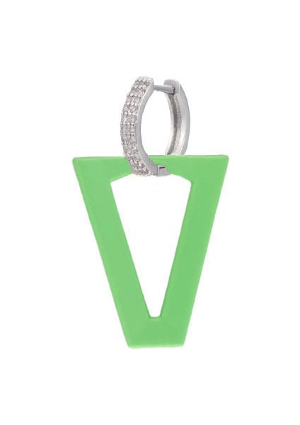 Gümüş Yeşil Qmhje Kadın Dangle Küpe Geometrik Üçgen Boyama Neon Yeşil Floresan Takı Küpe Aretes Cz Hoop Altın Gümüş Renk (Yurt Dışından)