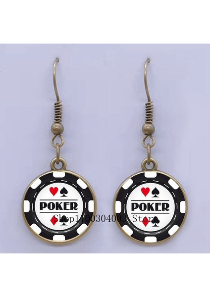 Bronz9 Yaratıcı Poker Ace Saplama Küpe Kalp Maça Kartı Cam Resim Küpe Kadın Hediyeler Genç Kız Takısı Benzersiz Tasarımlar (Yurt Dışından)