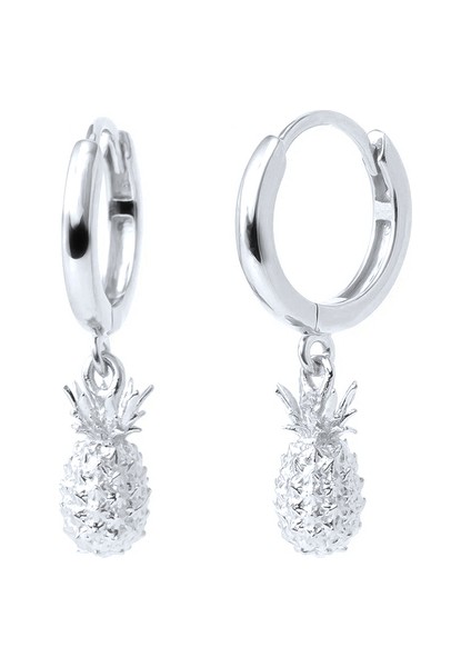 Q2 Gümüş Renk Konserve Moda 925 Ayar Gümüş Ananas Kolye Damla Küpe Kadınlar Için Dangle Piercing Huggie Küpe Takı Pendientes (Yurt Dışından)