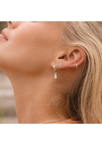 Q2 Gümüş Renk Konserve Moda 925 Ayar Gümüş Ananas Kolye Damla Küpe Kadınlar Için Dangle Piercing Huggie Küpe Takı Pendientes (Yurt Dışından) indirimleri