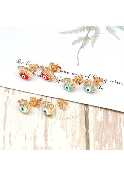 Stil 6 Şanslı Göz Mavi Zirkon Nazar Fatima El Saplama Küpe Altın Gümüş Renk Küçük Küpe Kadın Kızlar Için Moda Takı BD423 (Yurt Dışından) modelleri