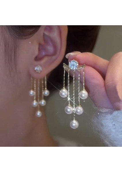 AAA0322-1 Moda Inci Uzun Püskül Kristal Küpe Dangle Kadınlar Rhinestone Damla Küpe Takı Hediyeler Düğün Parti Takı (Yurt Dışından)