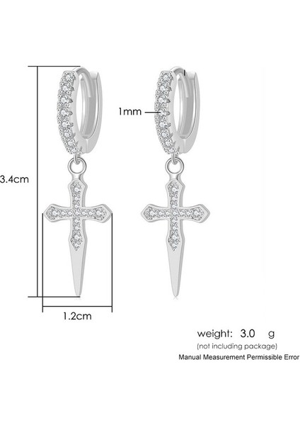 OHE023-1 Hip Hop Ankh Dangle Hoop Küpe Erkekler Için Kaya Punk Aksesuarları Buzlu Out Zirkon Delici Klipsli Küpe Moda Takı OHE111 (Yurt Dışından)