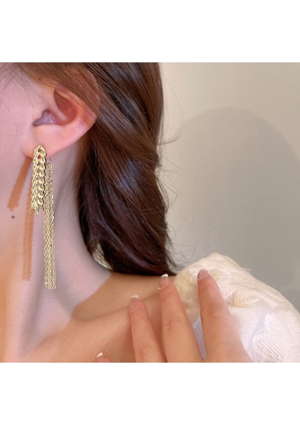 ED841 2022 Yeni Benzersiz Tasarım Altın Buğday Kulak Püskül Küpe Kadın Kişilik Moda Basit Küpe Düğün Takı Doğum Günü Hediyeleri (Yurt Dışından)