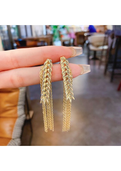 ED841 2022 Yeni Benzersiz Tasarım Altın Buğday Kulak Püskül Küpe Kadın Kişilik Moda Basit Küpe Düğün Takı Doğum Günü Hediyeleri (Yurt Dışından)