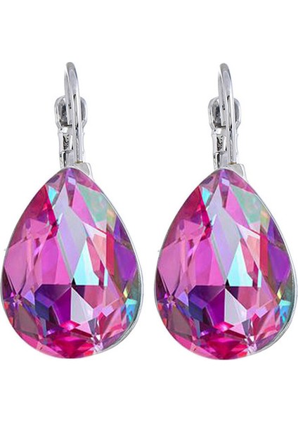 Stil 3 Mavi Renkli Kristal Su Damlası Küpe Kadınlar Için Büyük Geometrik Takı Gümüş Renk Dangle Küpe Buklet D'oreille Femme (Yurt Dışından)