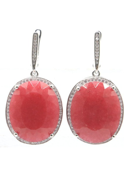 Yakut Küpe 40X21MM Büyük Oval Takı Seti 17.5g Renk Değiştiren Sultanit Alexandrite Topaz Gümüş Küpe Kolye Göz Alıcı (Yurt Dışından)