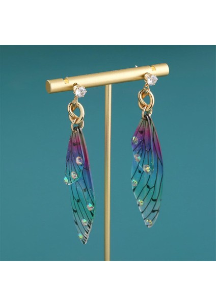 01 Degrade Reçine Simülasyon Kanat Damla Küpe Kadınlar Için Rhinestone Ağustosböceği Kelebek Kanatları Küpe Dangle Küpe Takı Hediye (Yurt Dışından) fiyatları