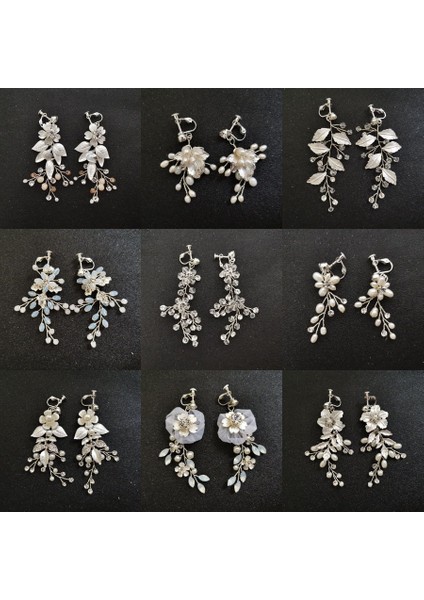2124 Gümüş Slbrıdal El Yapımı Rhinestones Kristaller Inciler Klipsli/kulak Pin Düğün Dangle Küpe Gelin Avize Küpe Kadın Takı (Yurt Dışından) fiyatları