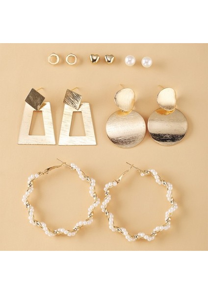 Set 20 6 Çift Inci Damla Küpe Seti Büyük Daire Piercing Kalp Kelebek Hoop Küpe Kadınlar Kız Için Sevimli Kulak Çıtçıt Toka Takı (Yurt Dışından)