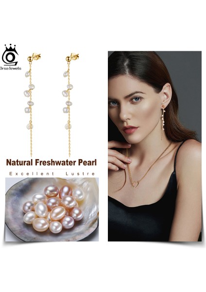 GPE07 Orsa Jewels Kişilik Şube Püskül Küpe Kadınlar Için 925 Ayar Gümüş 14 K Altın Kaplama Doğal Inci Küpeler Takı GPE08 (Yurt Dışından) modelleri