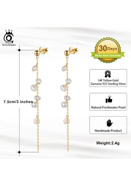 GPE07 Orsa Jewels Kişilik Şube Püskül Küpe Kadınlar Için 925 Ayar Gümüş 14 K Altın Kaplama Doğal Inci Küpeler Takı GPE08 (Yurt Dışından) fırsatları