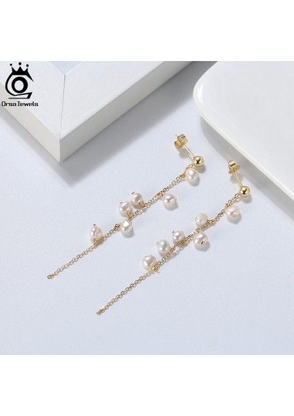 GPE07 Orsa Jewels Kişilik Şube Püskül Küpe Kadınlar Için 925 Ayar Gümüş 14 K Altın Kaplama Doğal Inci Küpeler Takı GPE08 (Yurt Dışından) indirimleri